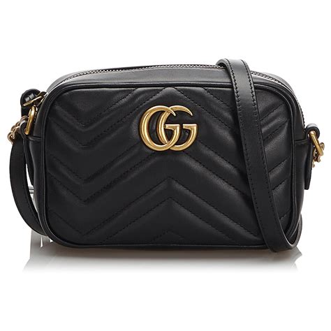 sacoche gucci à badouillière noire en cuir avec shelly line|Sacs Bandoulière Femme .